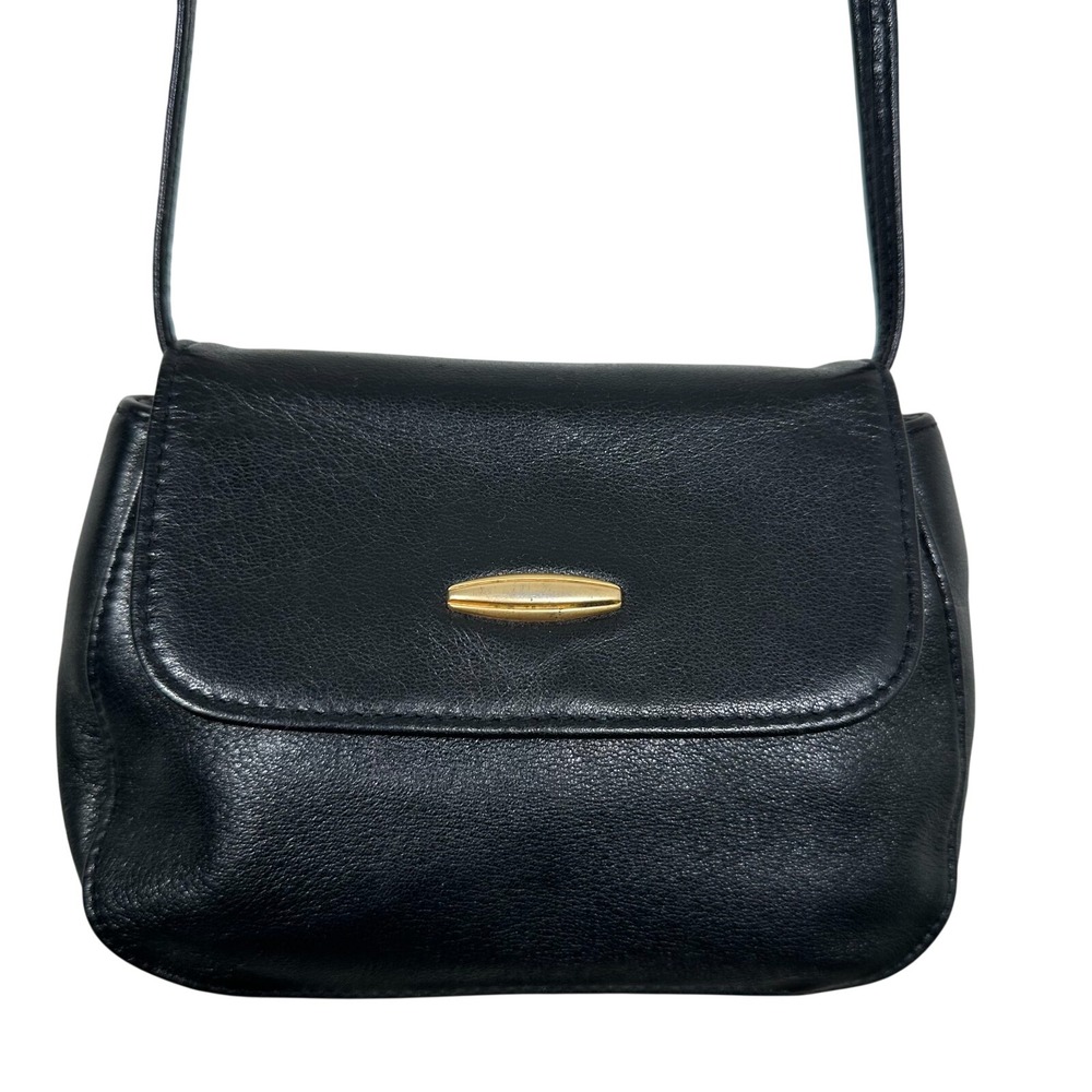 Vintage Liz Claiborne Leather Co Handbag Black Crossbody Shoulder Purse 6.5x5x2"